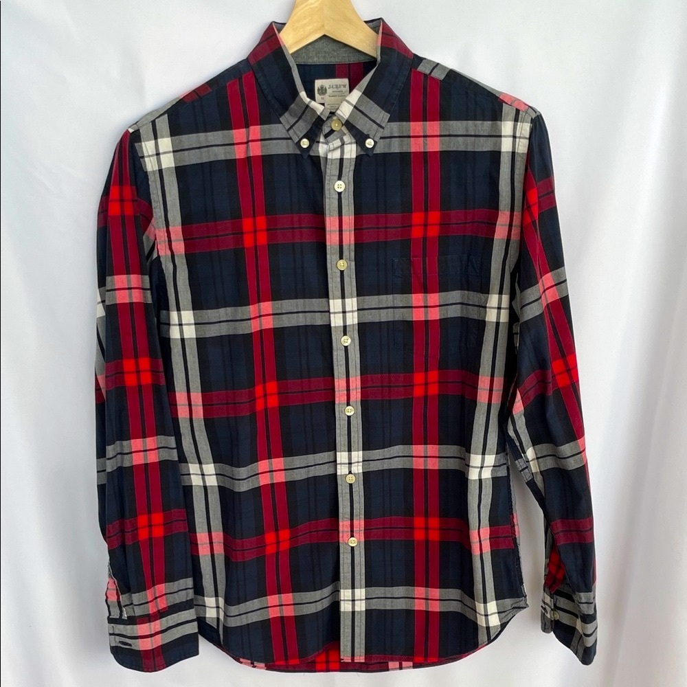 J Crew Plaid Button-Down Shirt - Red and Navy Medium